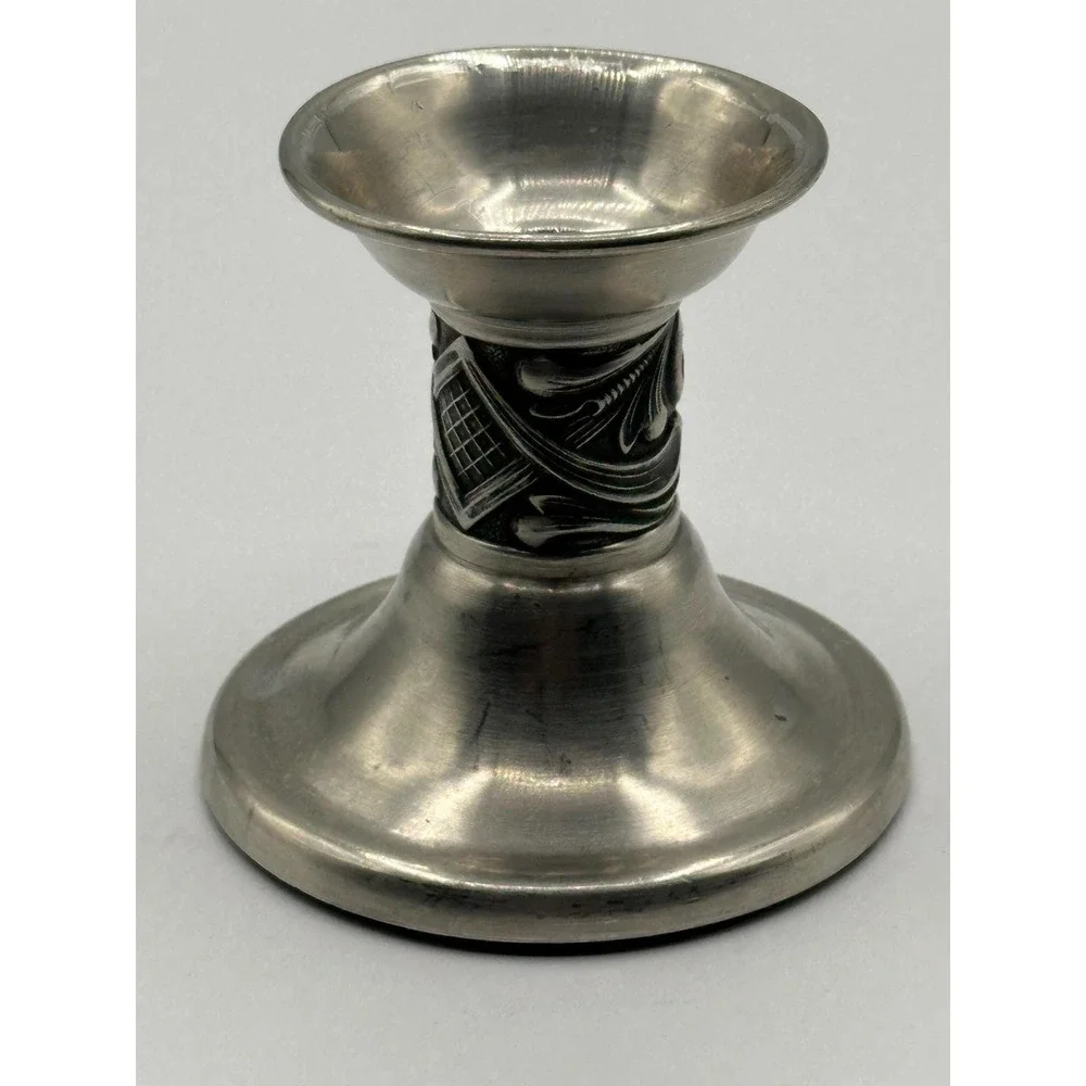 Elegant Haugrud Norwegian Pewter Taper Candlestick Silver Tone Home Decor